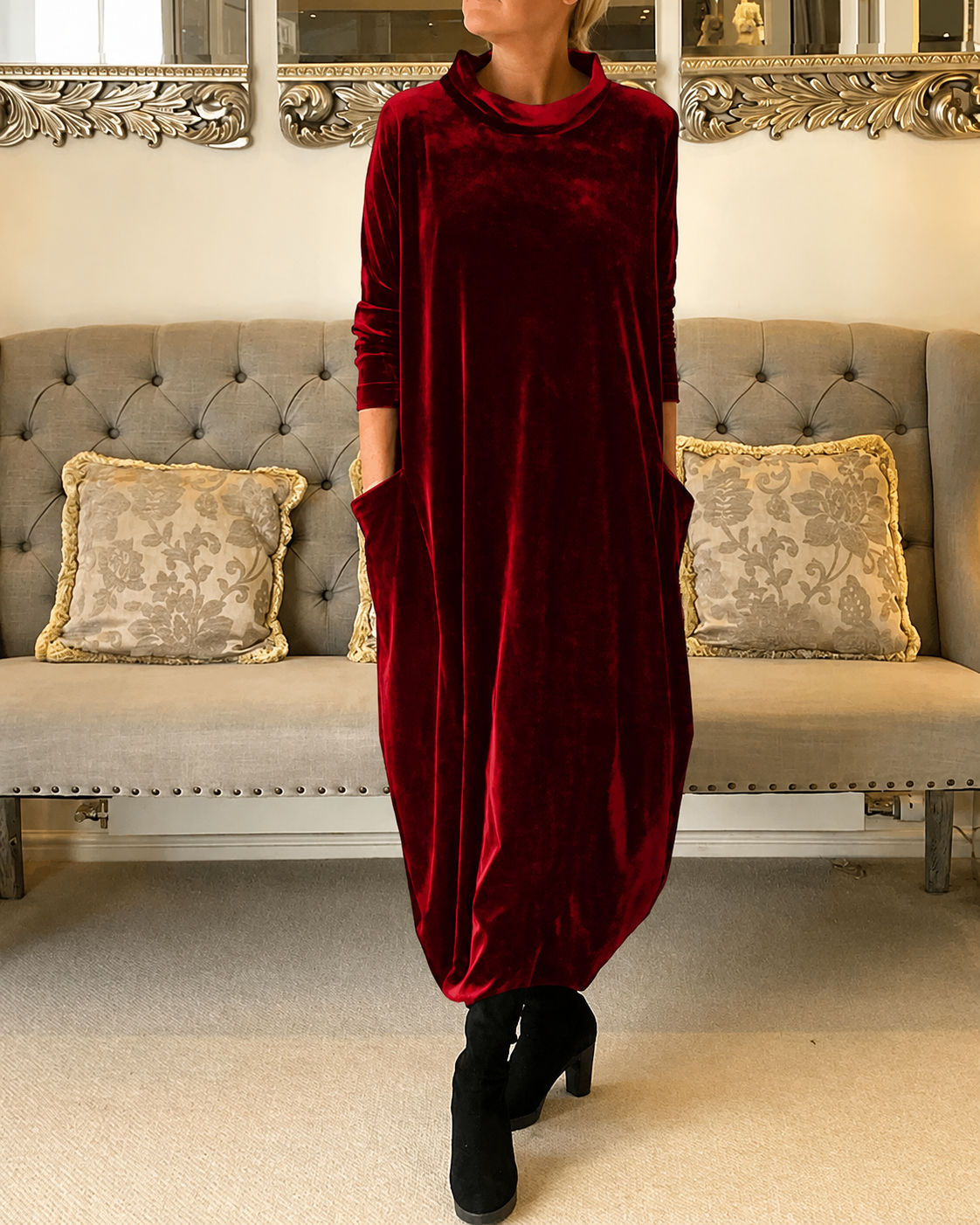 Zalinia - Elegante Vestido con Cuello Redondo