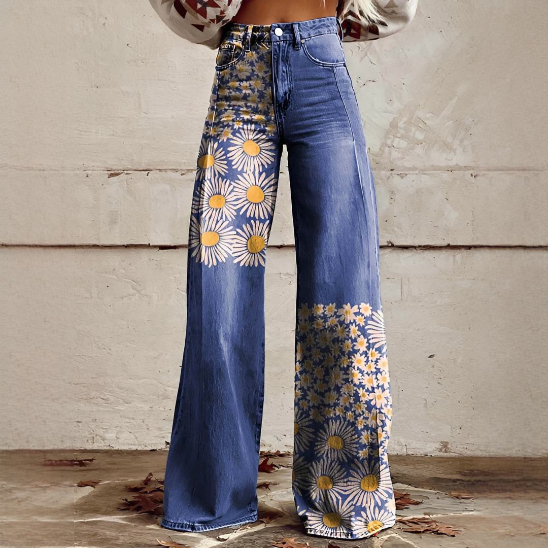 Shelley - Jeans Casuales de Pierna Ancha Estampados