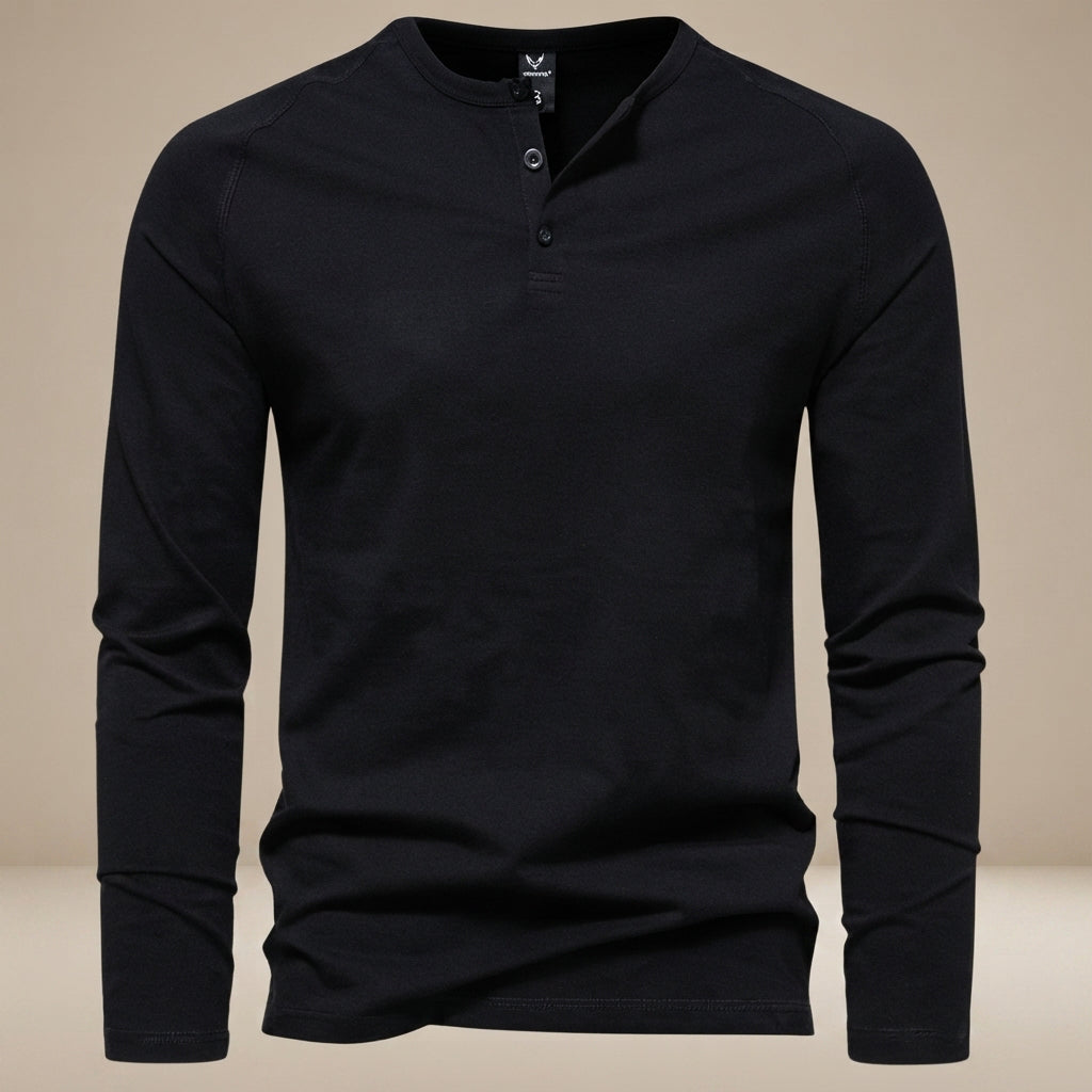 Keyhan - Camiseta Henley de Estilo Clásico