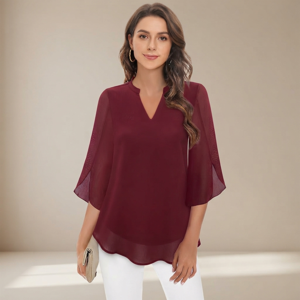 Arsine - Blusa Elegante de Corte Suelto con Cuello en V