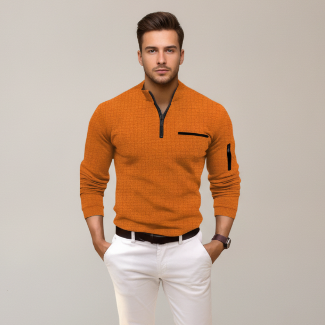 Andrey - Camisa con Media Cremallera Estilosa