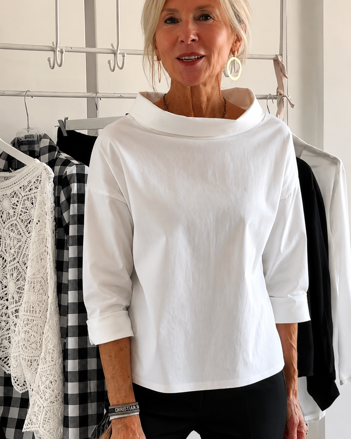 Elone - Blusa Suelta Elegante con Cuello