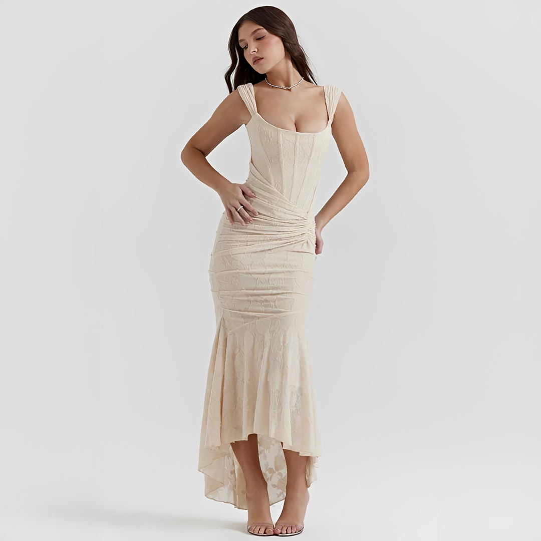 Cynthia - Vestido Elegante con Cintura Envuelta Midi