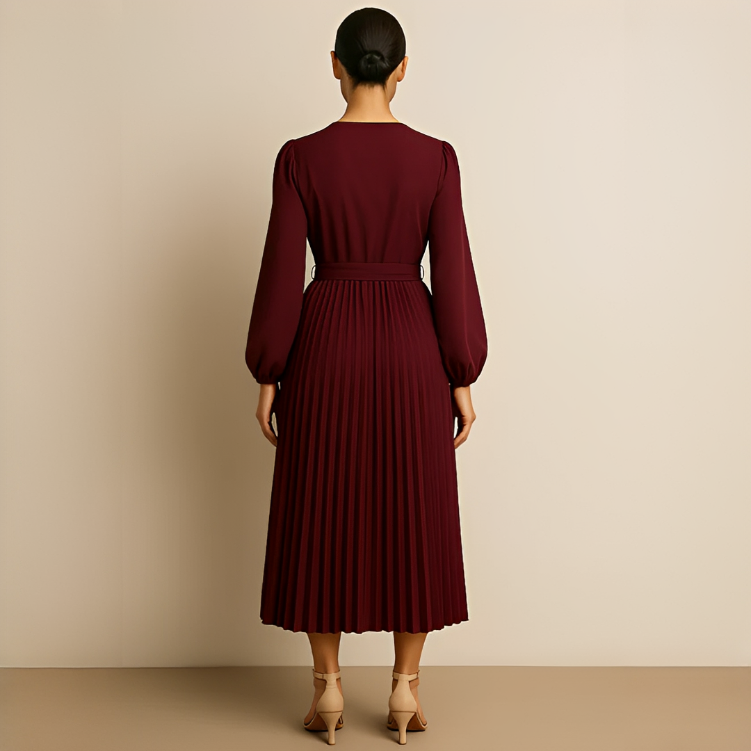 Naomi - Vestido Elegante con Pliegues y Escote Cruzado en V