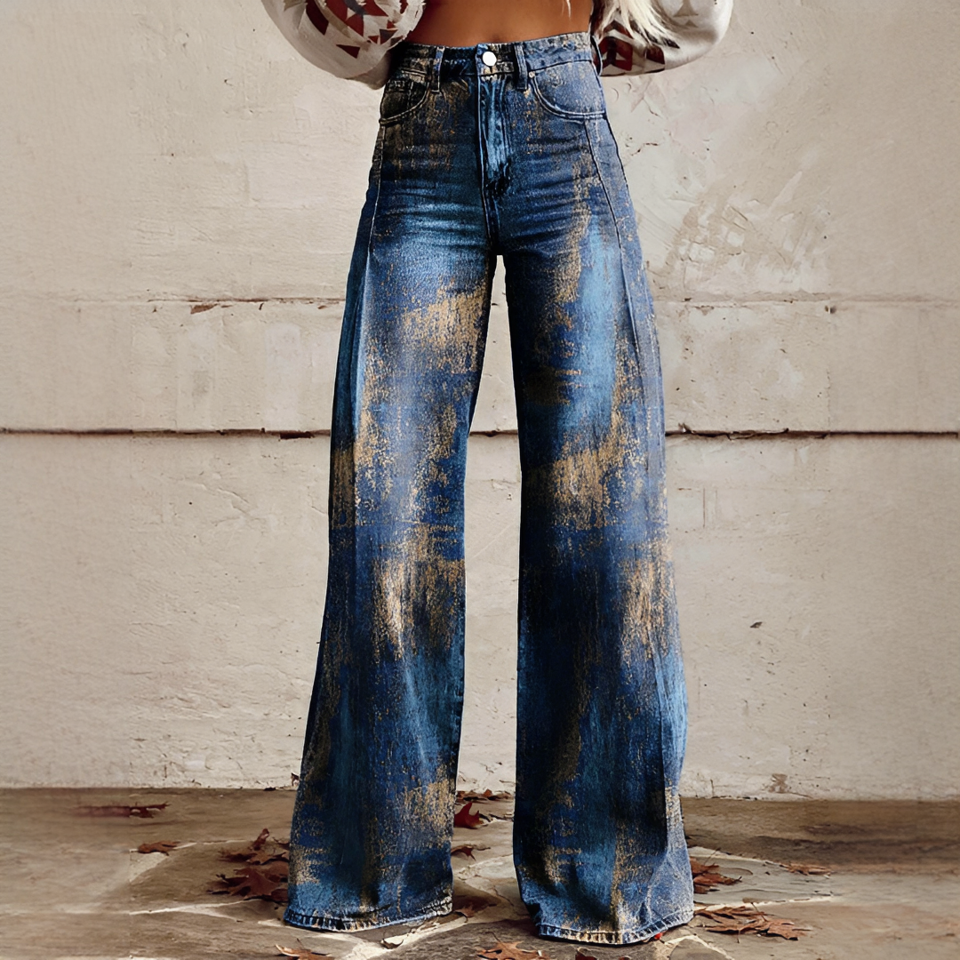Shelley - Jeans Casuales de Pierna Ancha Estampados