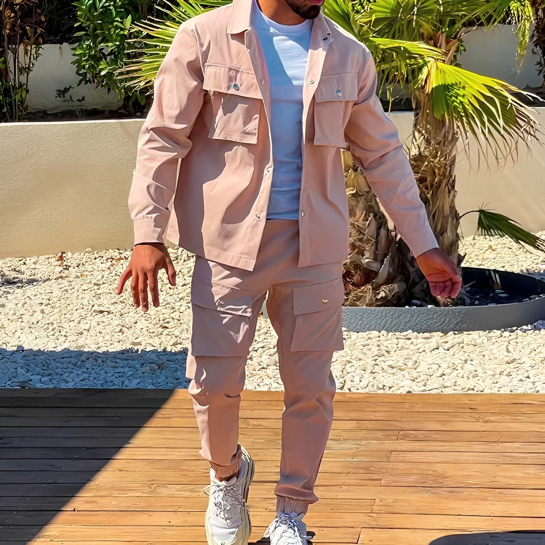 Arjay - Conjunto cargo de dos piezas a la moda para hombre