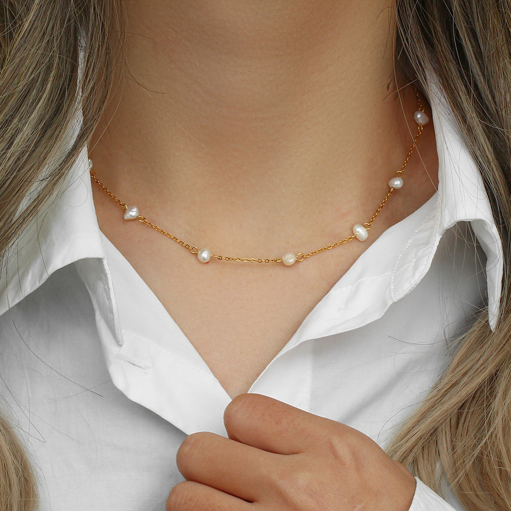 Collar de perlas de oro - Collar diario