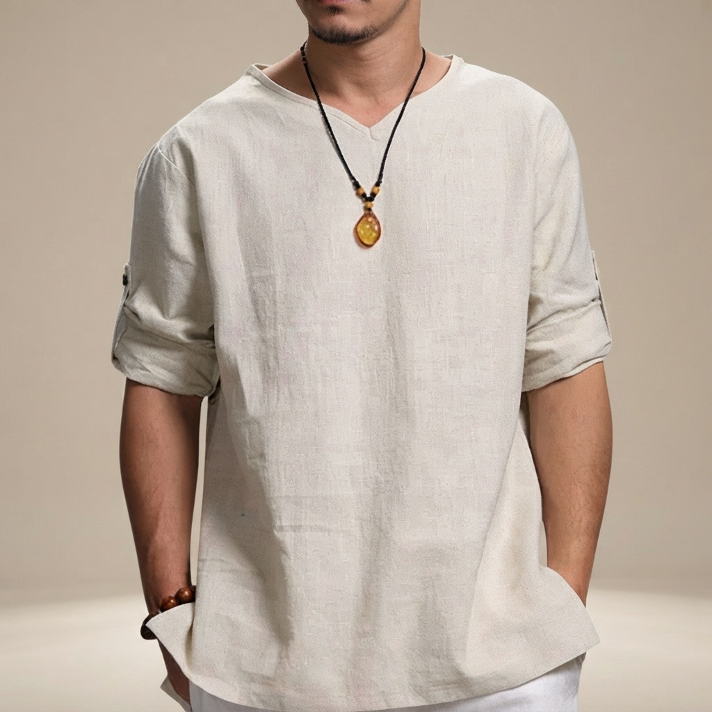 Edwin - Camisa Casual Holgada con Cuello en V