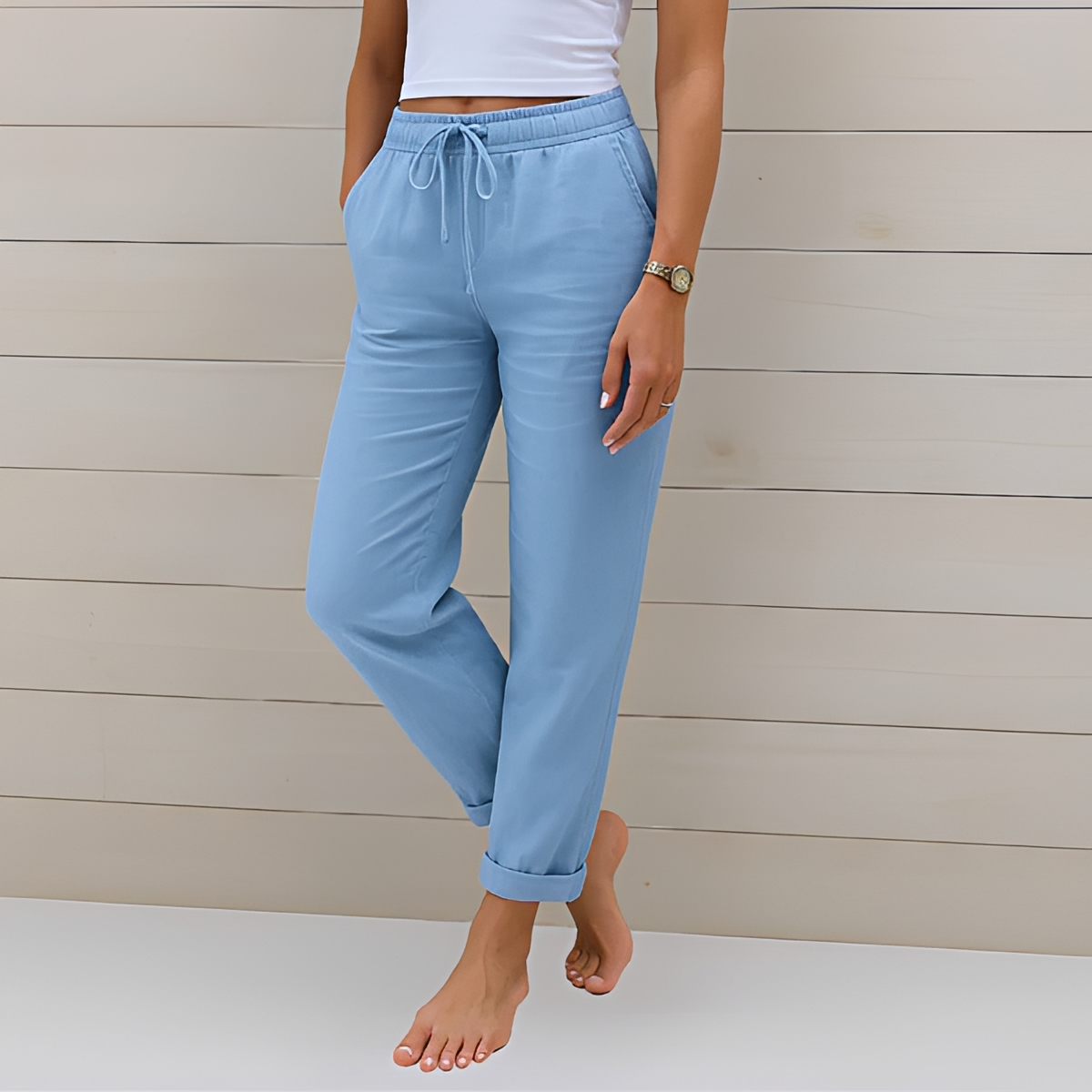 Audrey - Pantalones Casuales con Cordón
