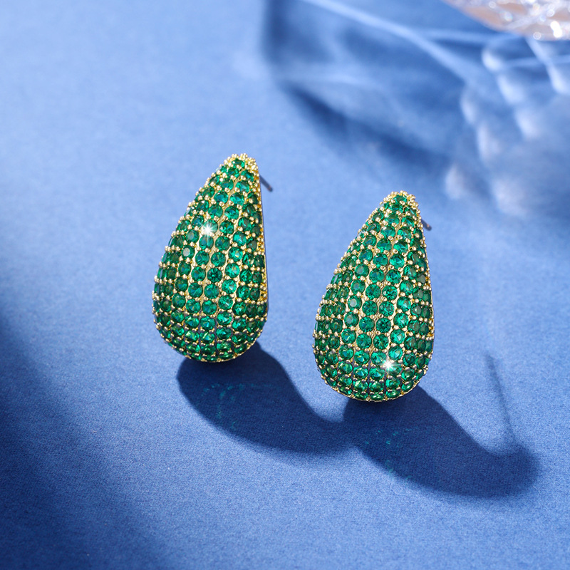 Pendientes de Diamante en Forma de Gota - Pendiente de Diamante Incrustado