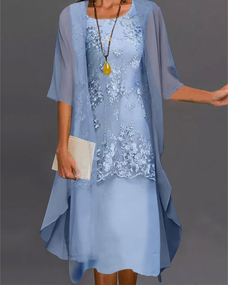 Chona - Elegante Vestido de Gasa de dos Piezas