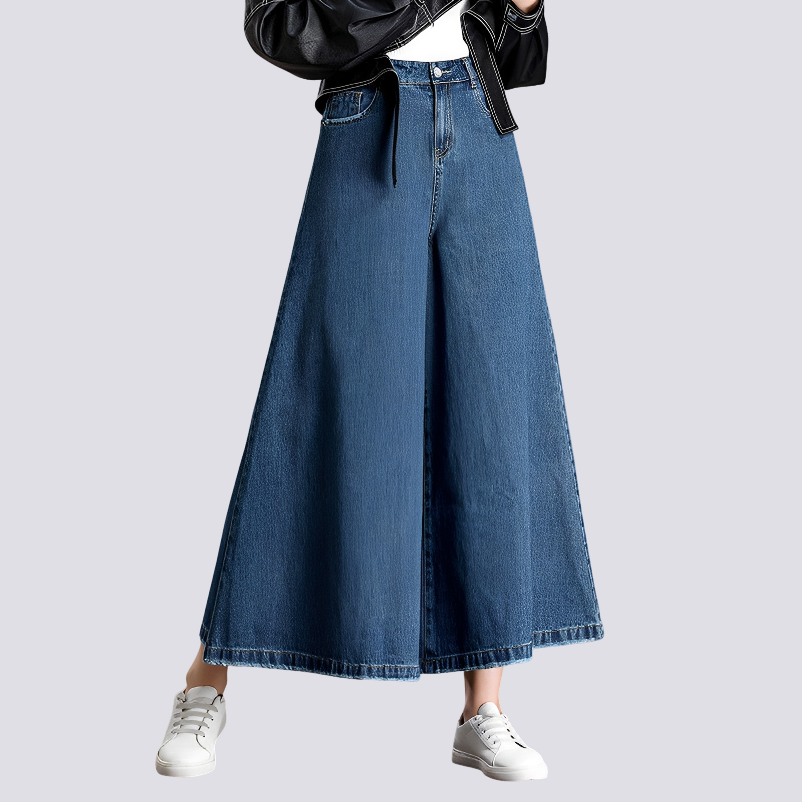 Cassie - Elegantes pantalones de mezclilla de pierna ancha para mujeres