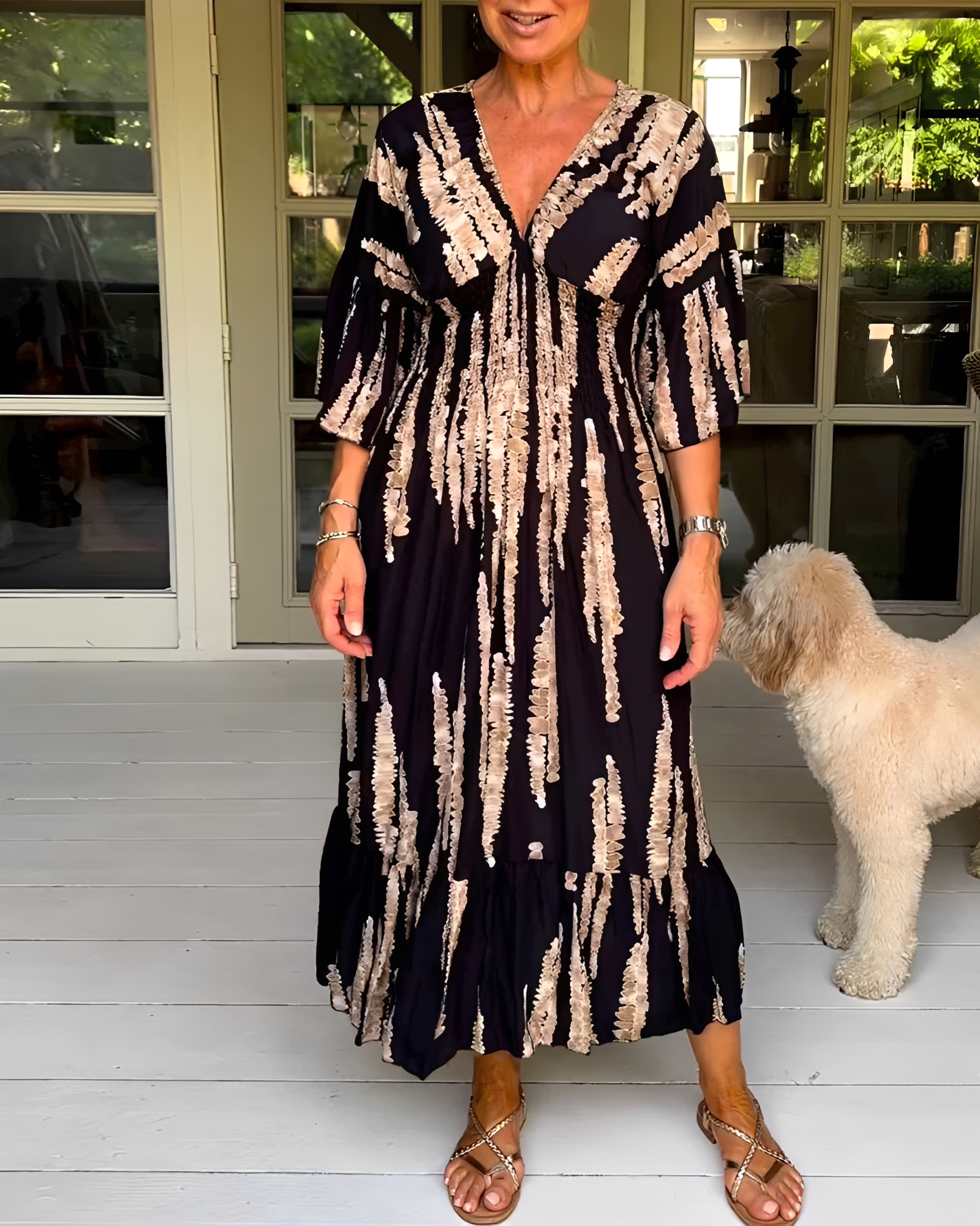 Esperanza - Vestido Midi con Cuello en V Estiloso