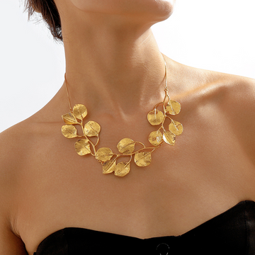 Golden Leaf - Collar de hoja de higuera vintage