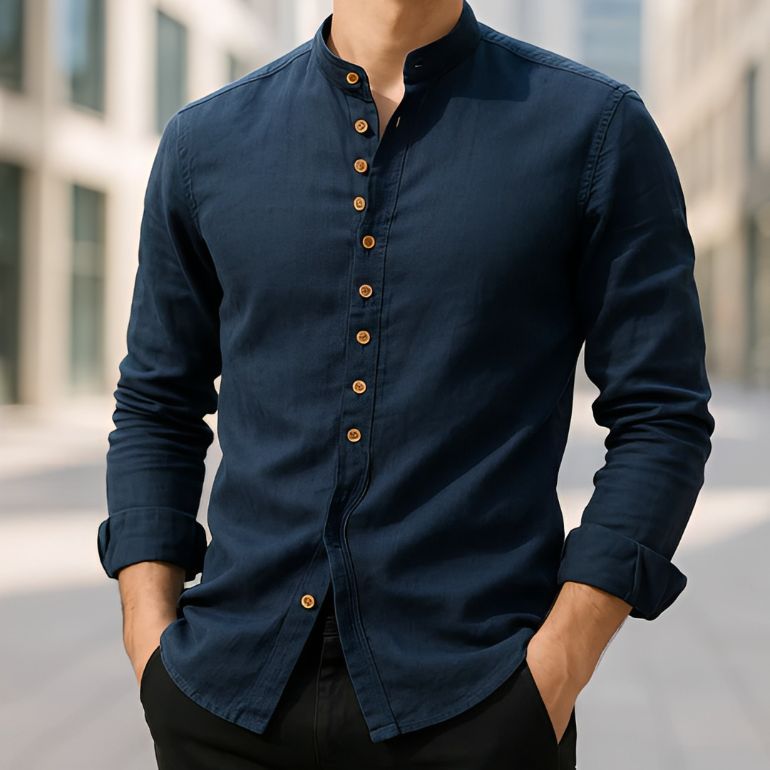 Aick - Camisa moderna de verano, manga larga para hombre