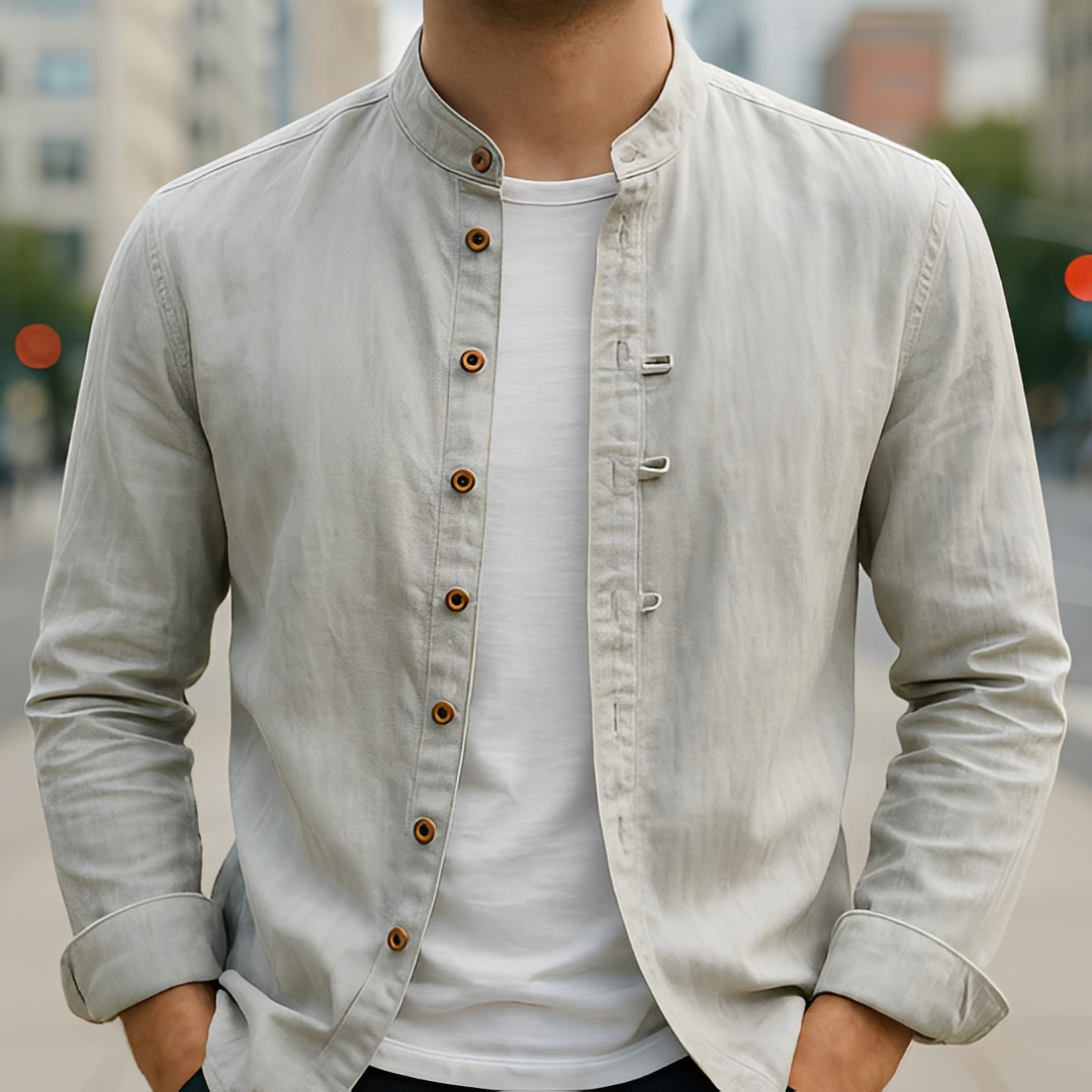 Aick - Camisa moderna de verano, manga larga para hombre