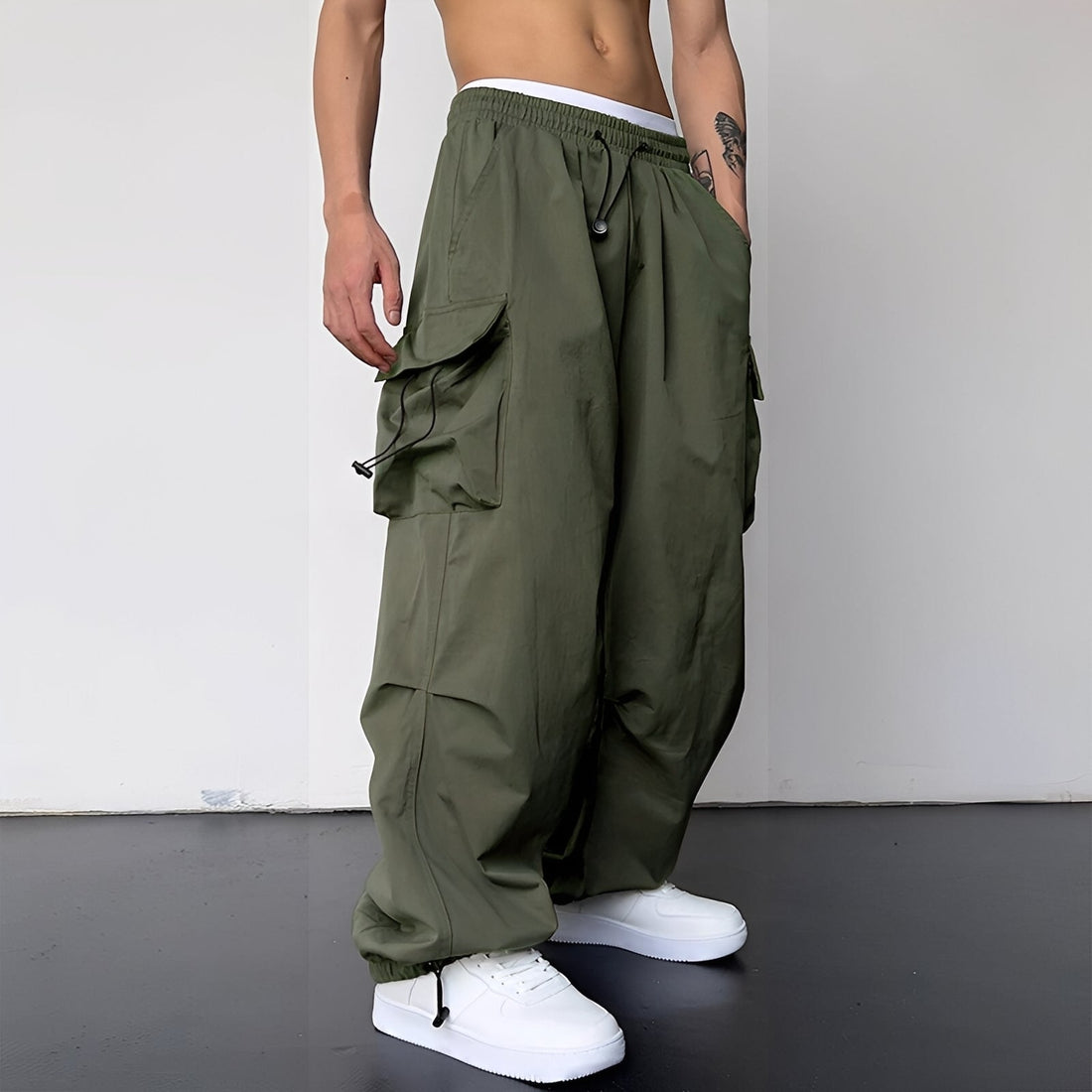 Kaleb - Pantalones cargo de moda con pierna ancha