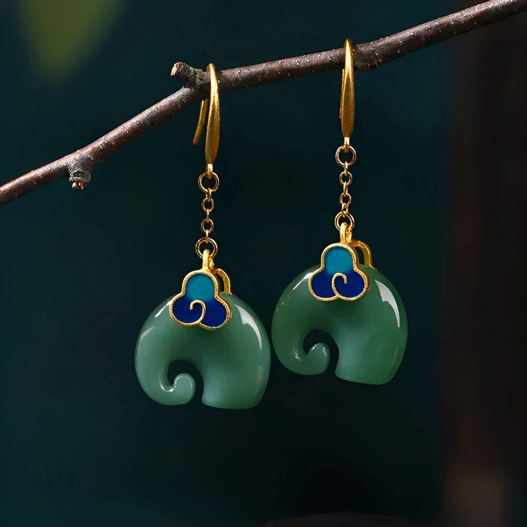 Elly – Pendientes elegantes con elemento retro verde