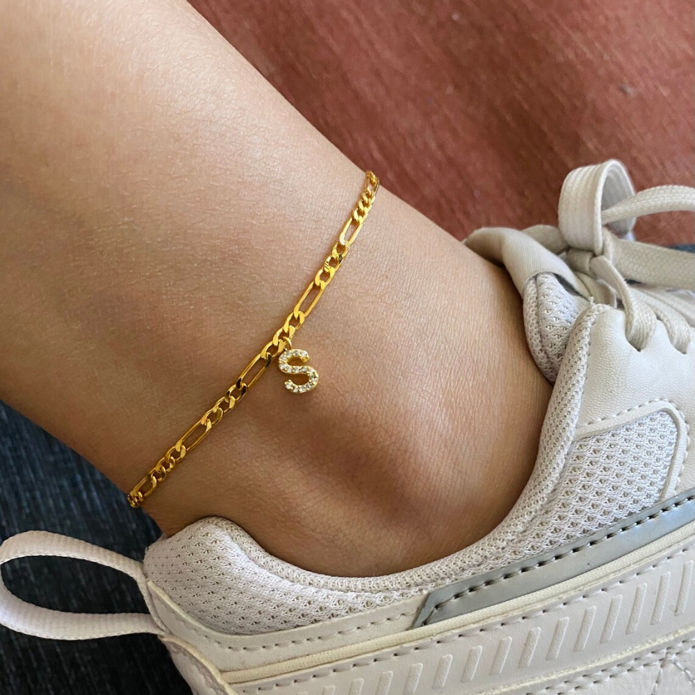 Tobillo con Inicial - Pulsera de tobillo con su inicial