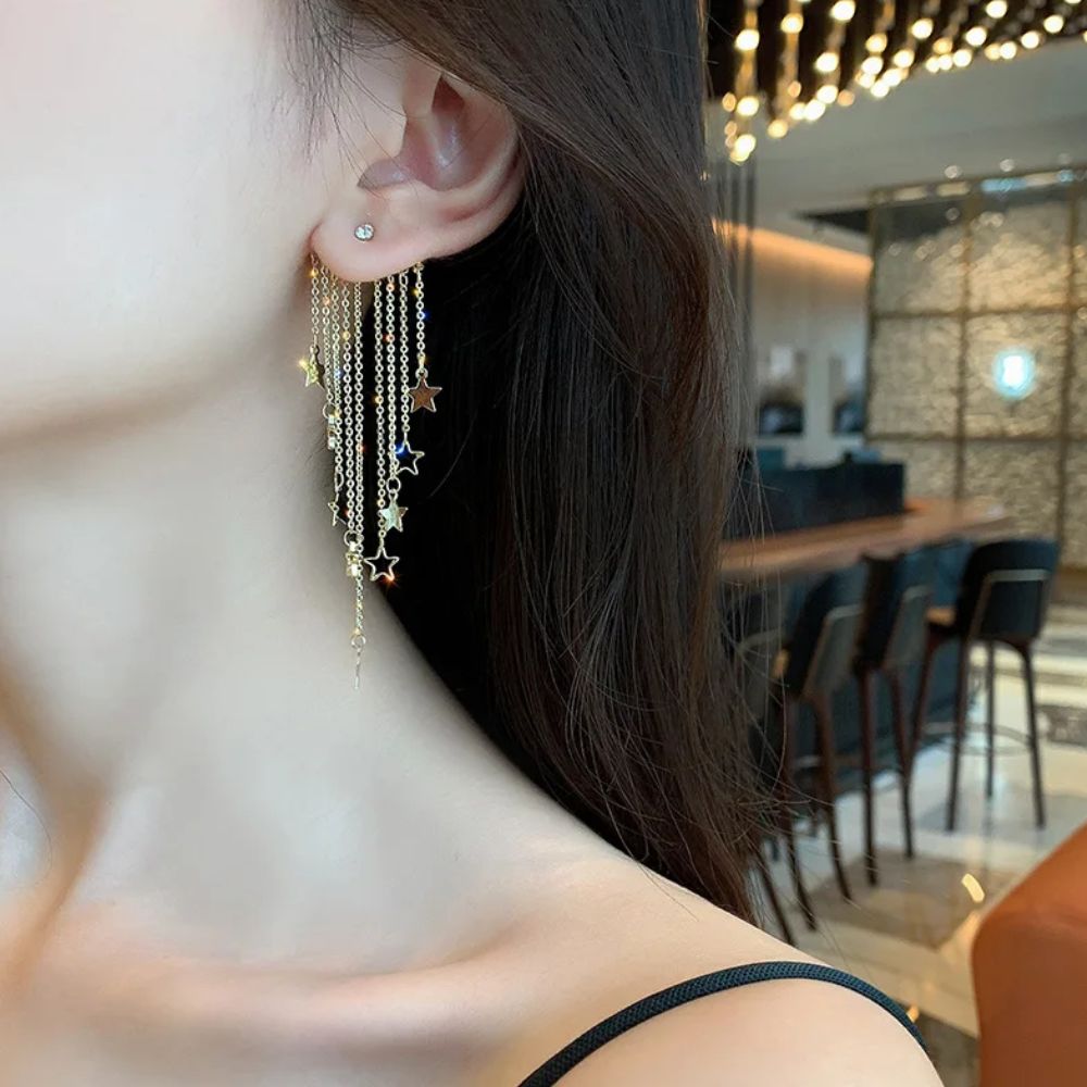 Valerie – Pendientes colgantes de estrella con flecos
