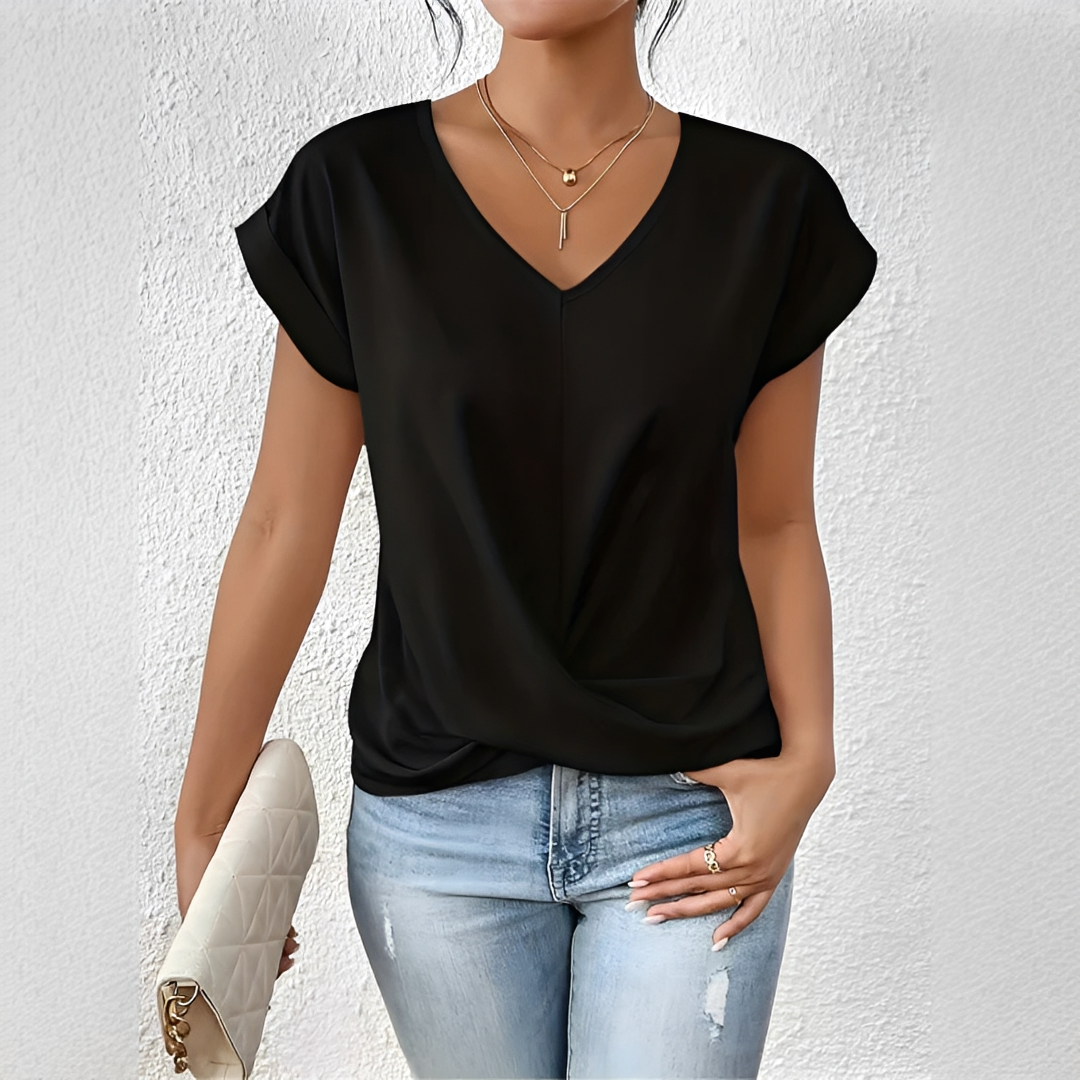 Velanie - Camiseta Casual con Cuello en V