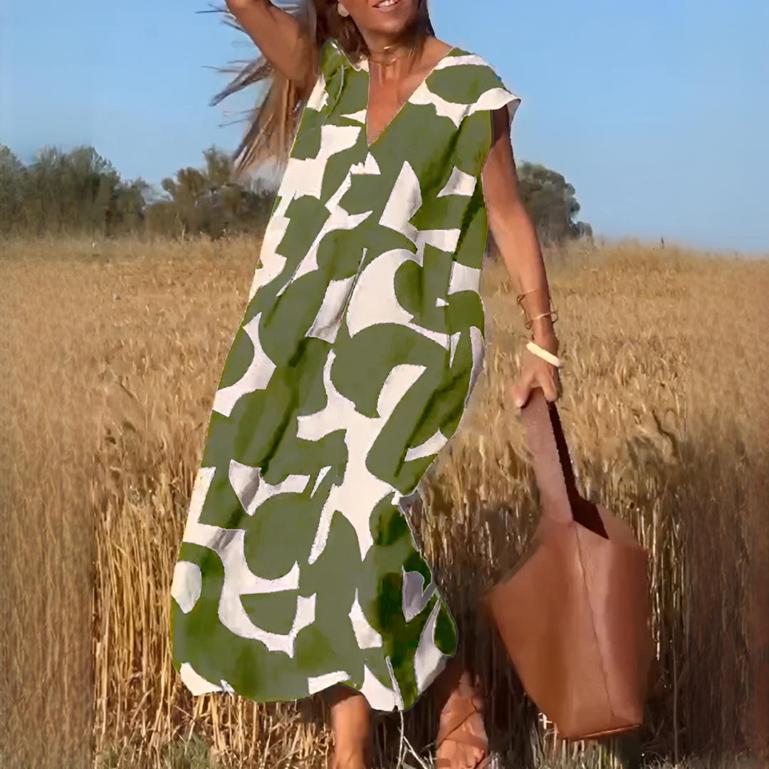 Vicky - Vestido Elegante de Corte Suelto con Cuello en V
