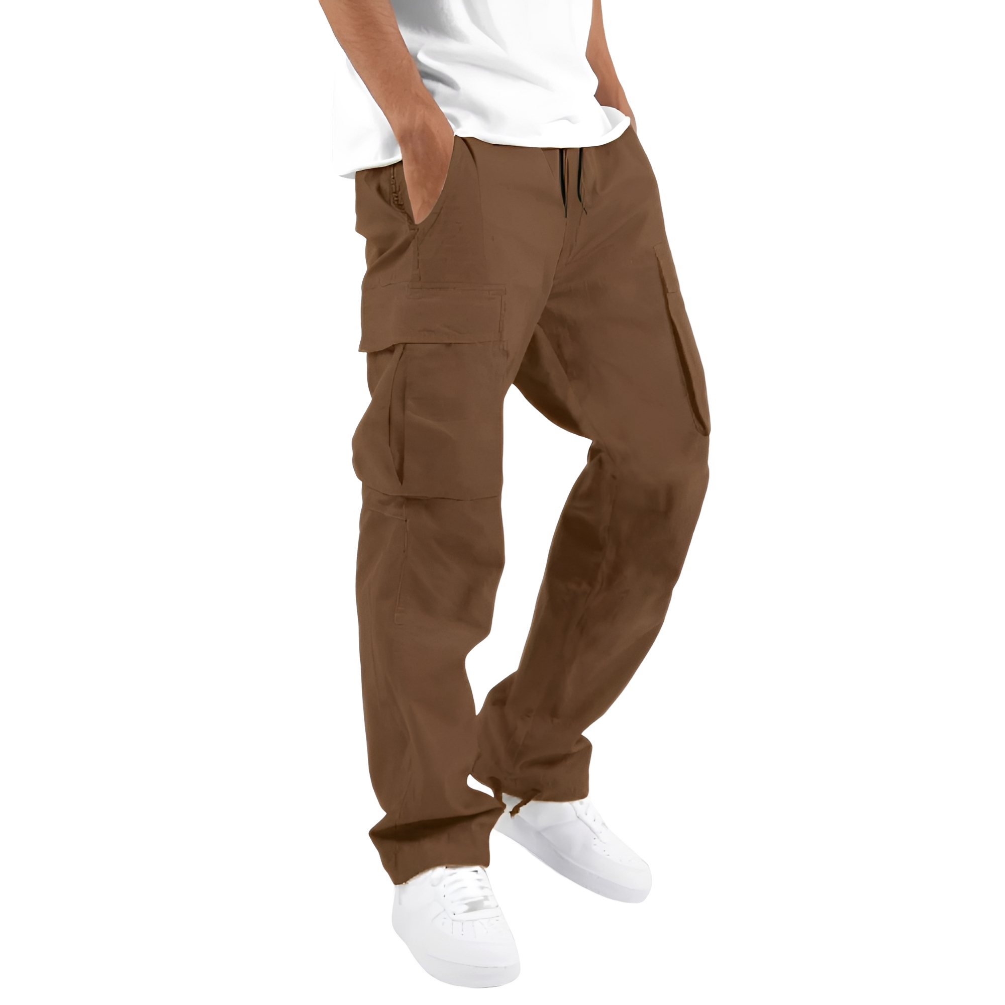 Cooper - Pantalones cargo anchos para hombre con cordón