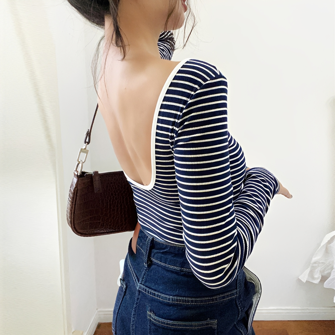Michaila - Body con Mangas Largas a Rayas