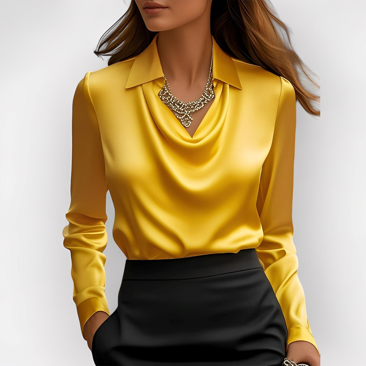 Laurentine - Blusa sofisticada con mangas largas para mujeres