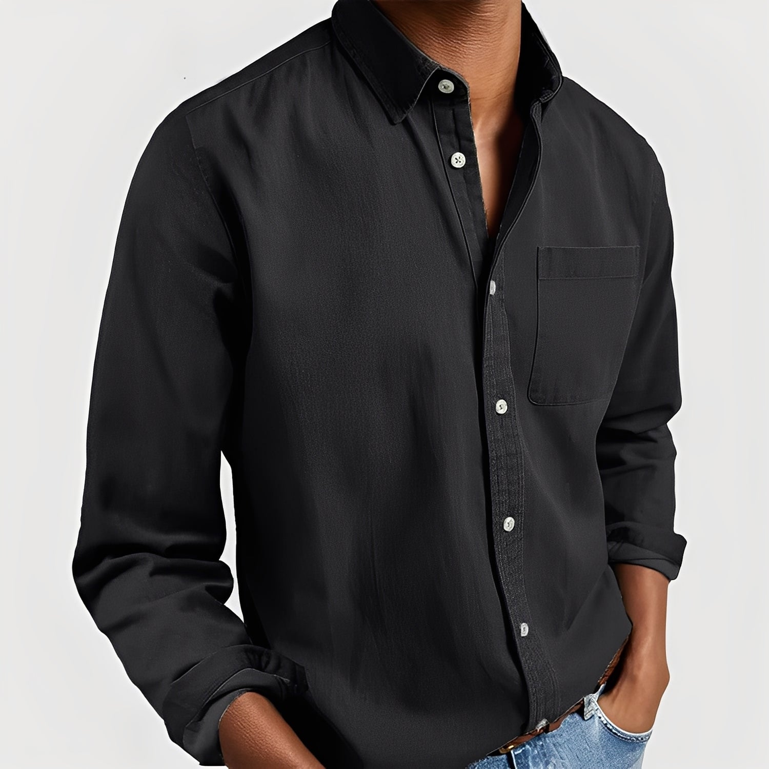 Gauvain - Camisa casual de manga larga para hombre