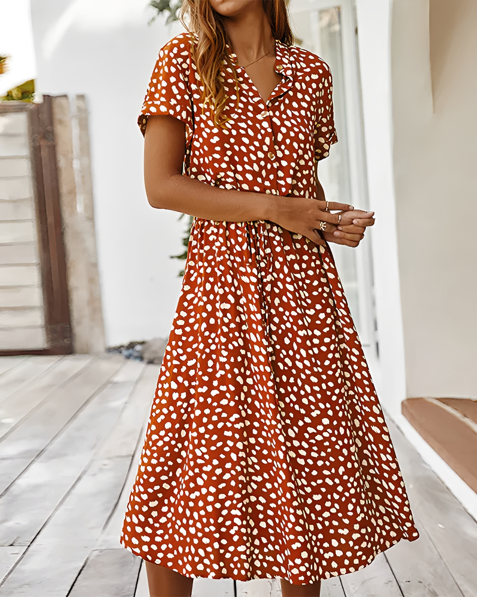 Shannon - Vestido Midi Elegante con Cuello en V