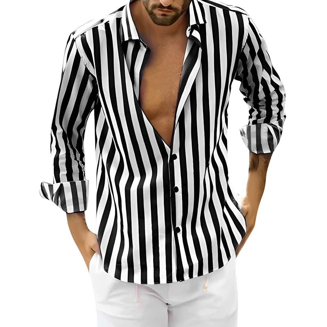 Roldan - Camisa de verano con rayas para hombre