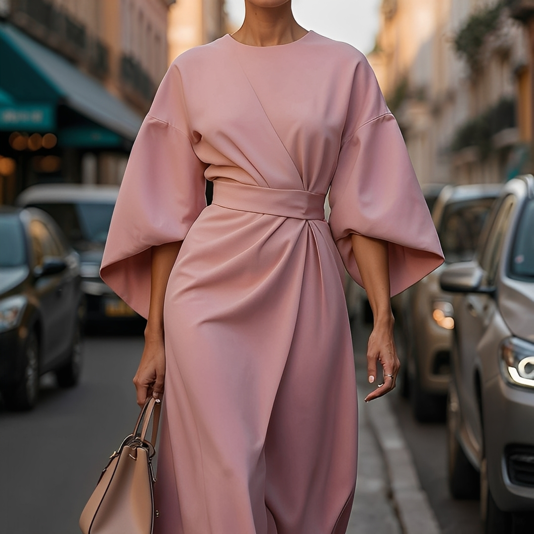 Lauriane - Vestido elegante con mangas de linterna para mujeres