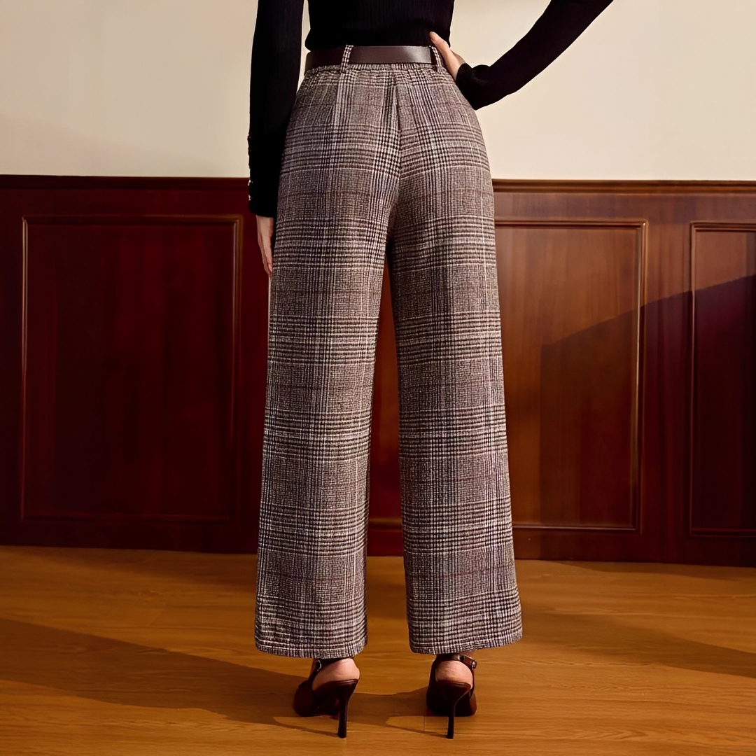 Christabel - Pantalones de Cuadros de Tiro Alto