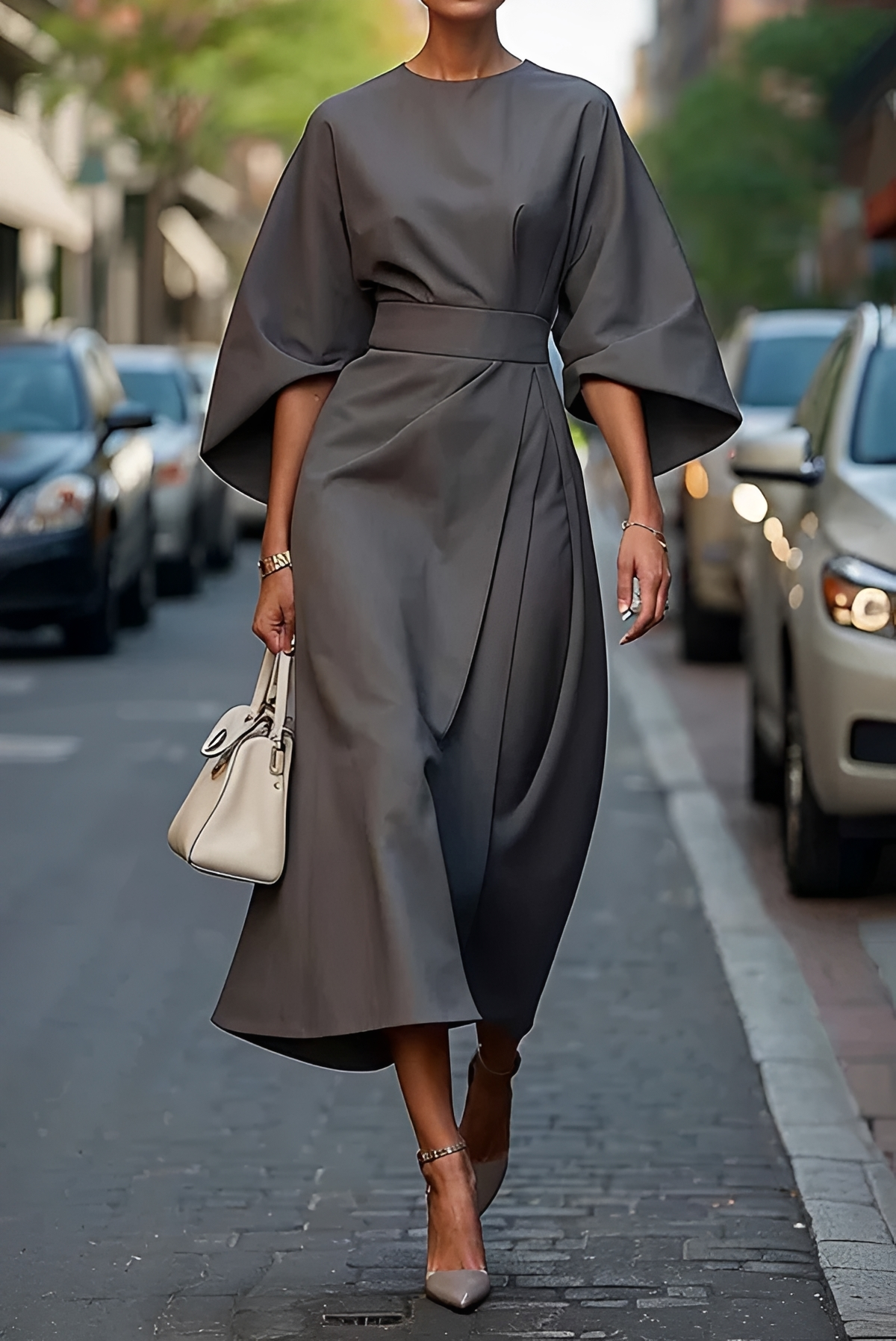 Vera - Vestido Midi con Cinturón Elegante