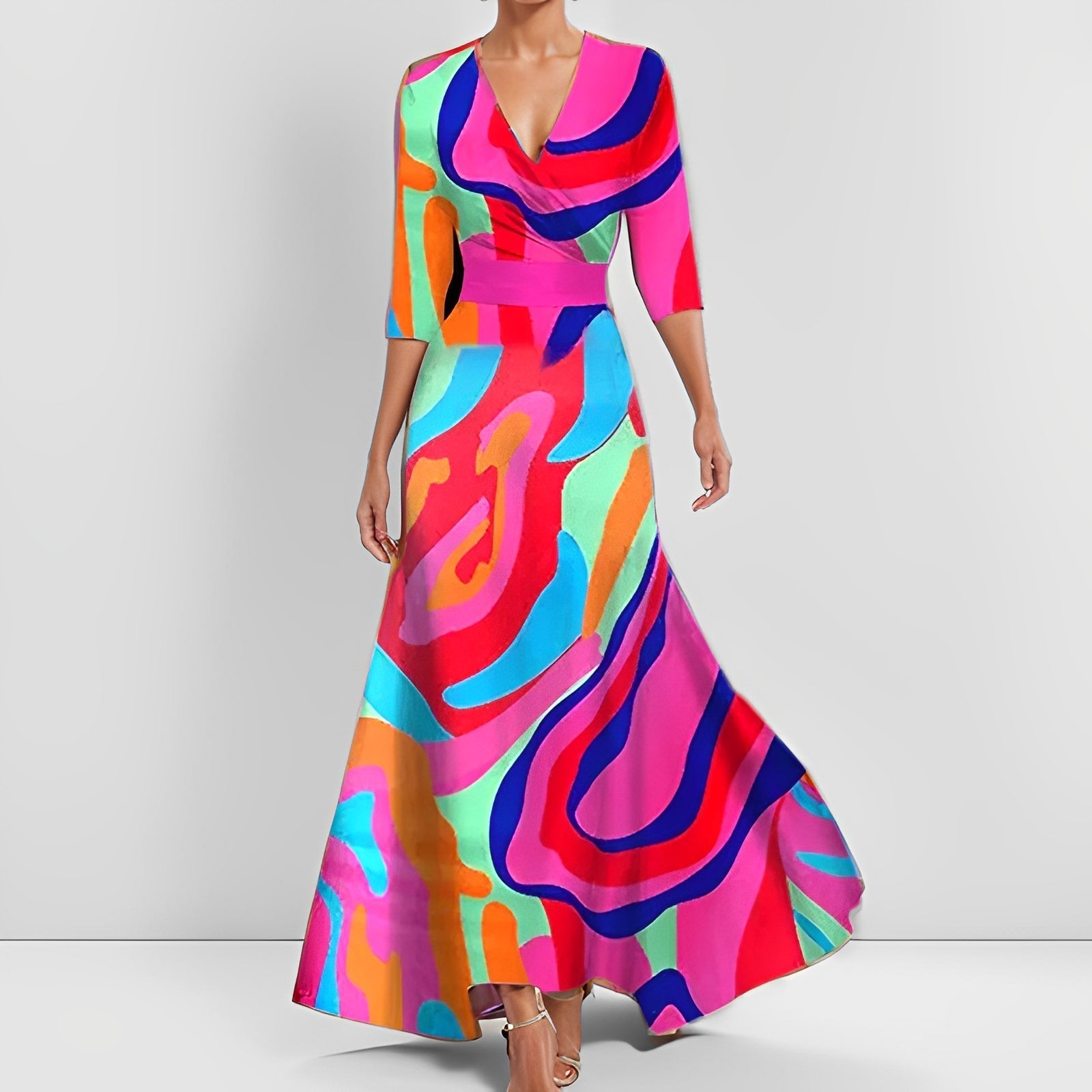 Delores - Vestido maxi con estampado floral y mangas largas