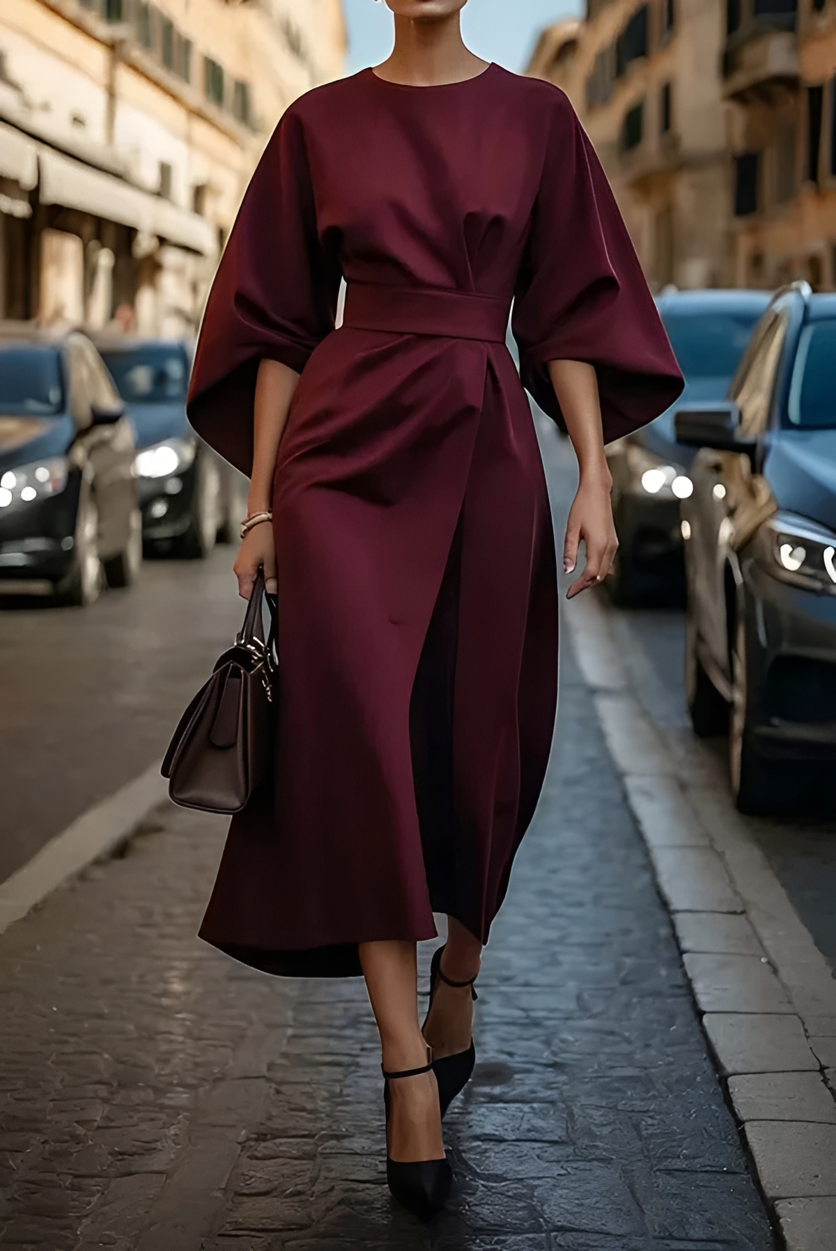 Vera - Vestido Midi con Cinturón Elegante