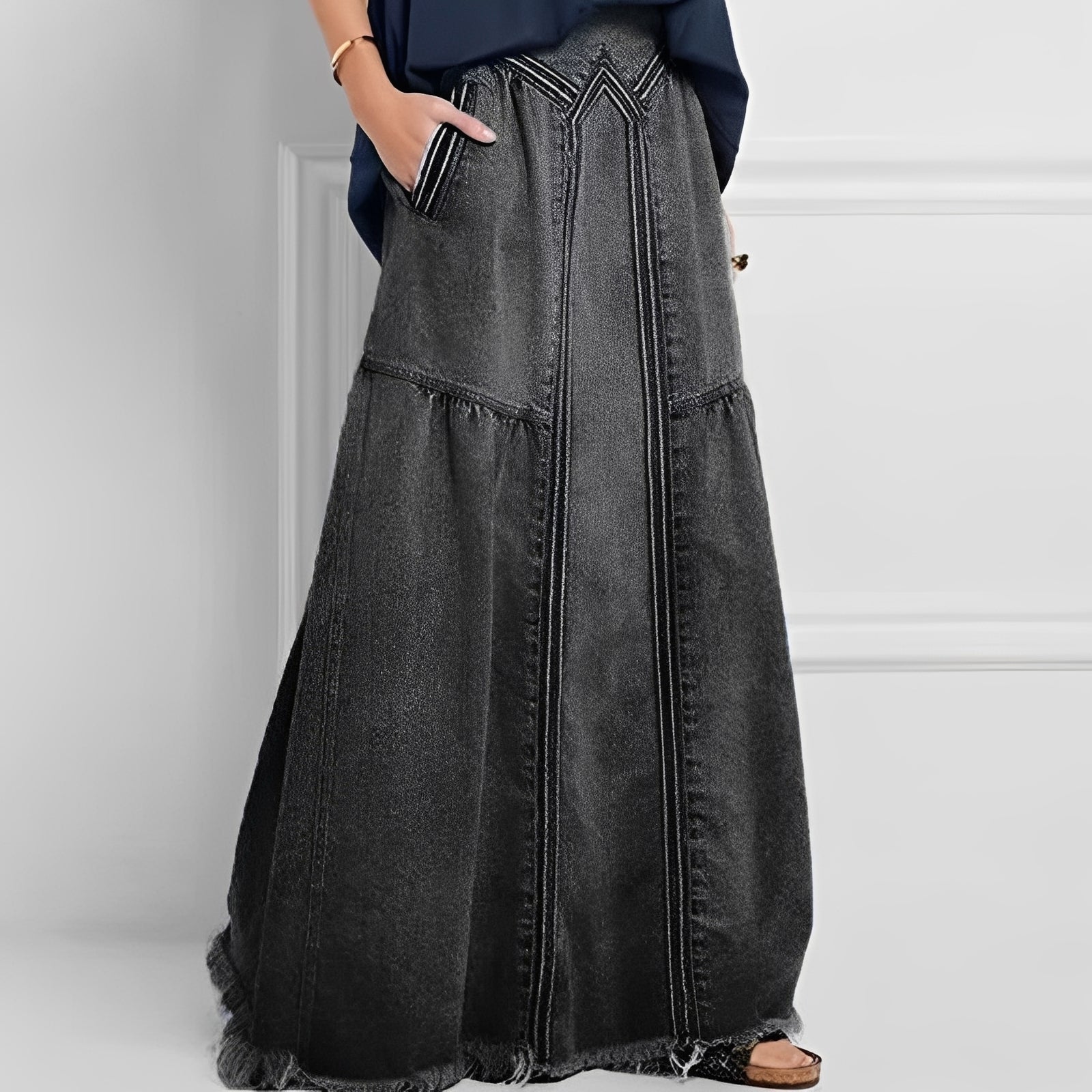 Nella - Falda vaquera elegante con bolsillo para damas