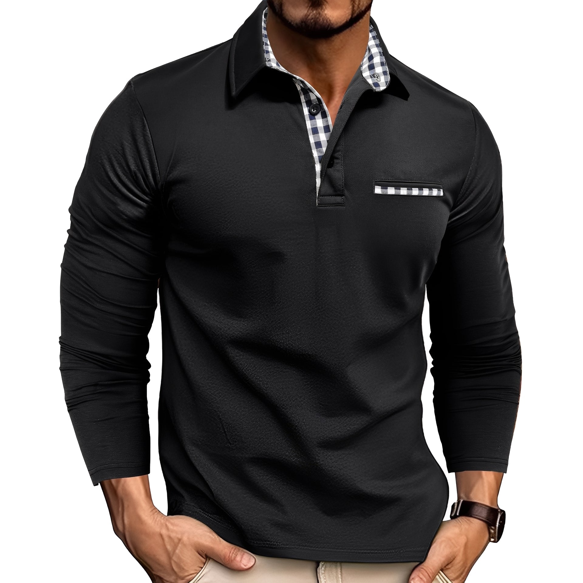 Rupert - Polo de manga larga casual para hombres