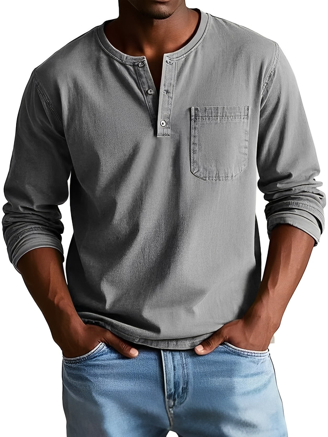 Steve - Camisa casual de manga larga para hombres