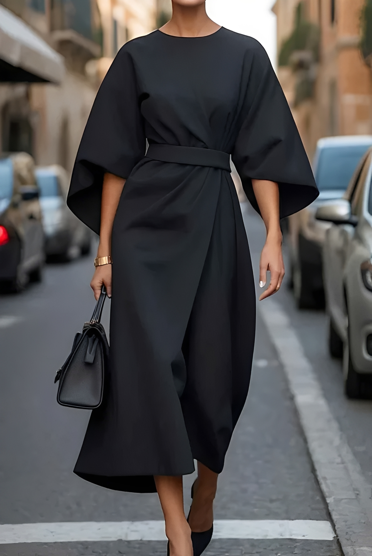 Vera - Vestido Midi con Cinturón Elegante