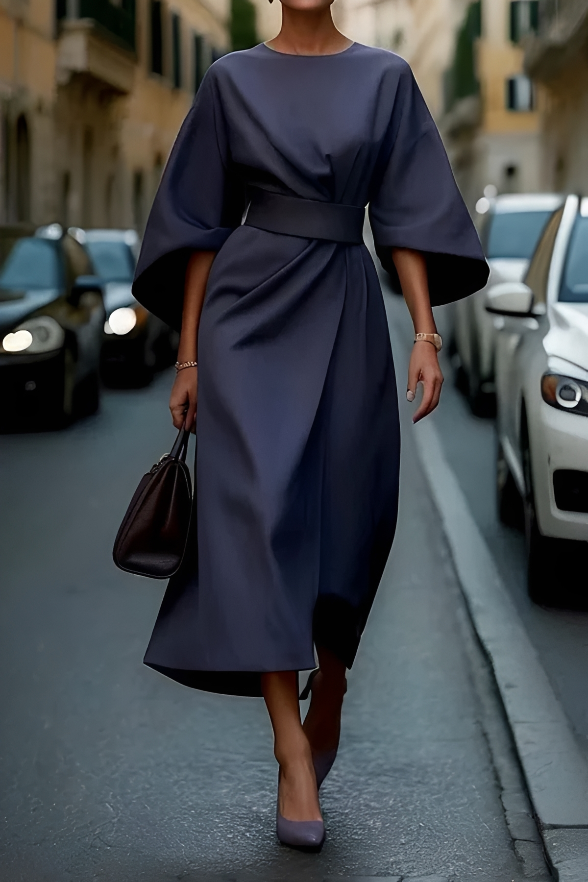 Vera - Vestido Midi con Cinturón Elegante