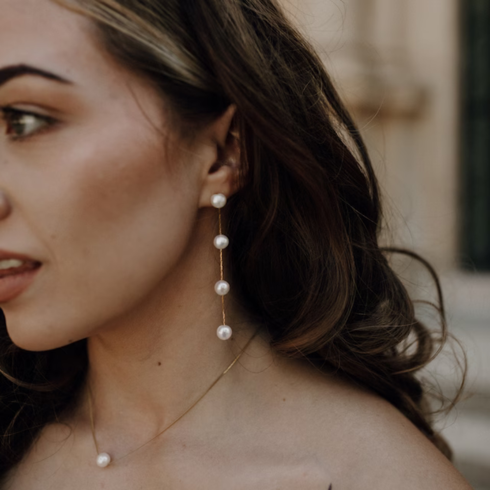 Perlas Gota Pendientes de Declaración - Largos Pendientes de Gota de Perlas