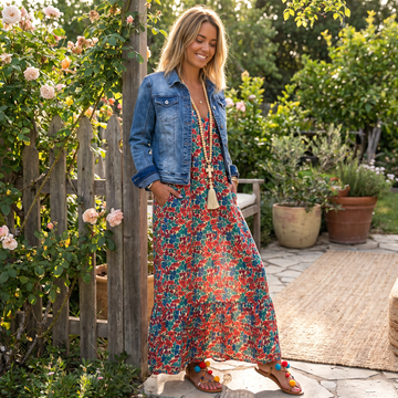Shalisha - Vestido Bohemio Elegante con Cuello en V