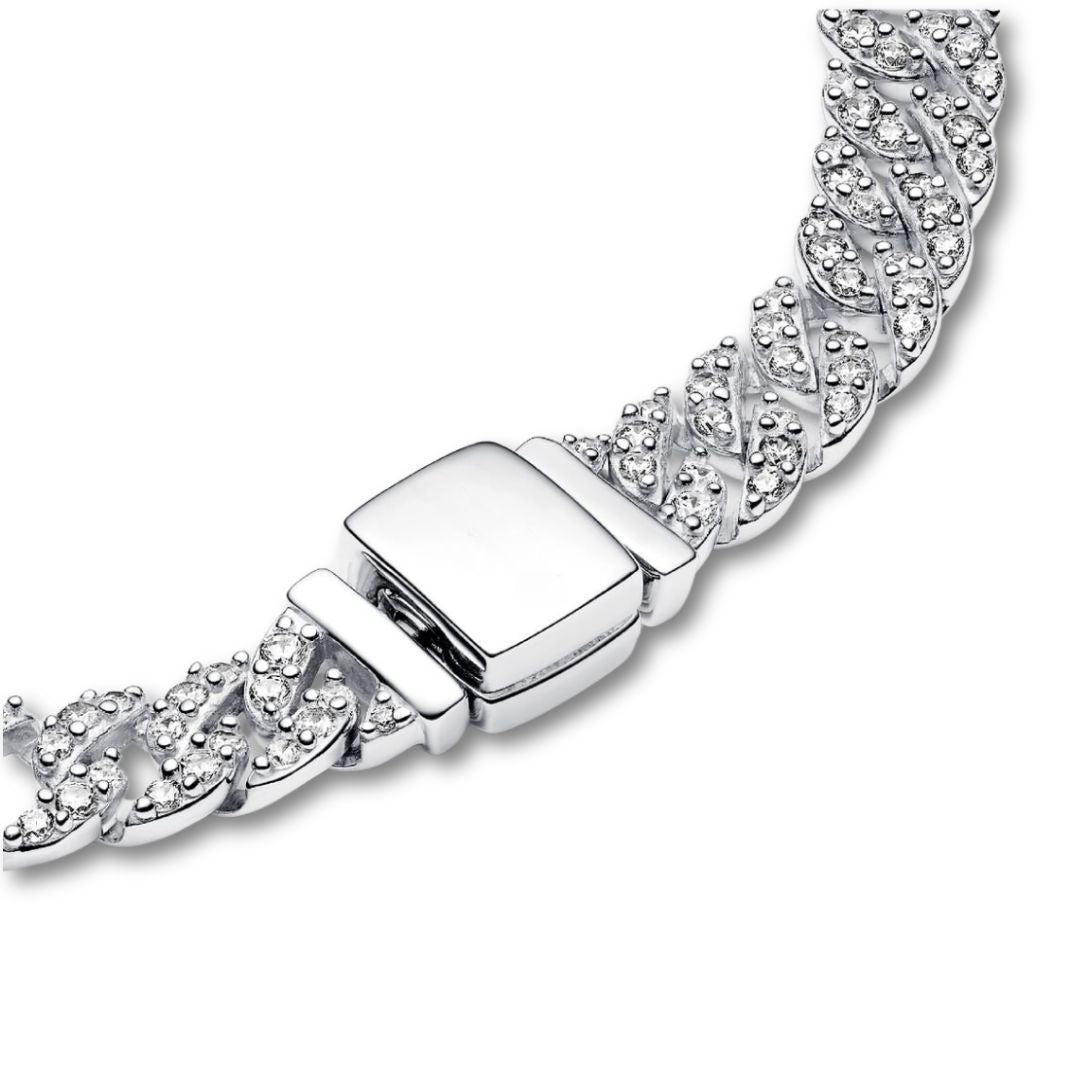 Soraya – Pulsera cadena cubana de moissanita oro 18K