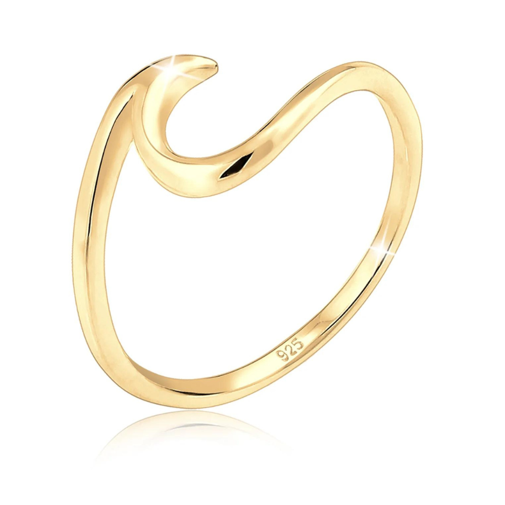 Anillo minimalista de ola del mar - anillo de plata en forma de ola