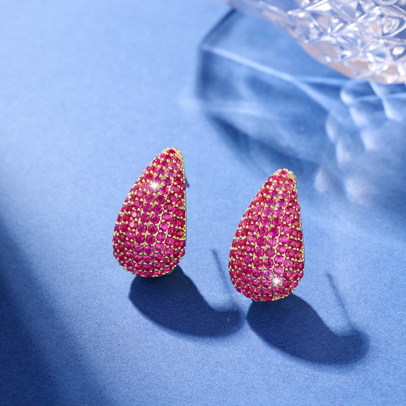 Pendientes de Diamante en Forma de Gota - Pendiente de Diamante Incrustado