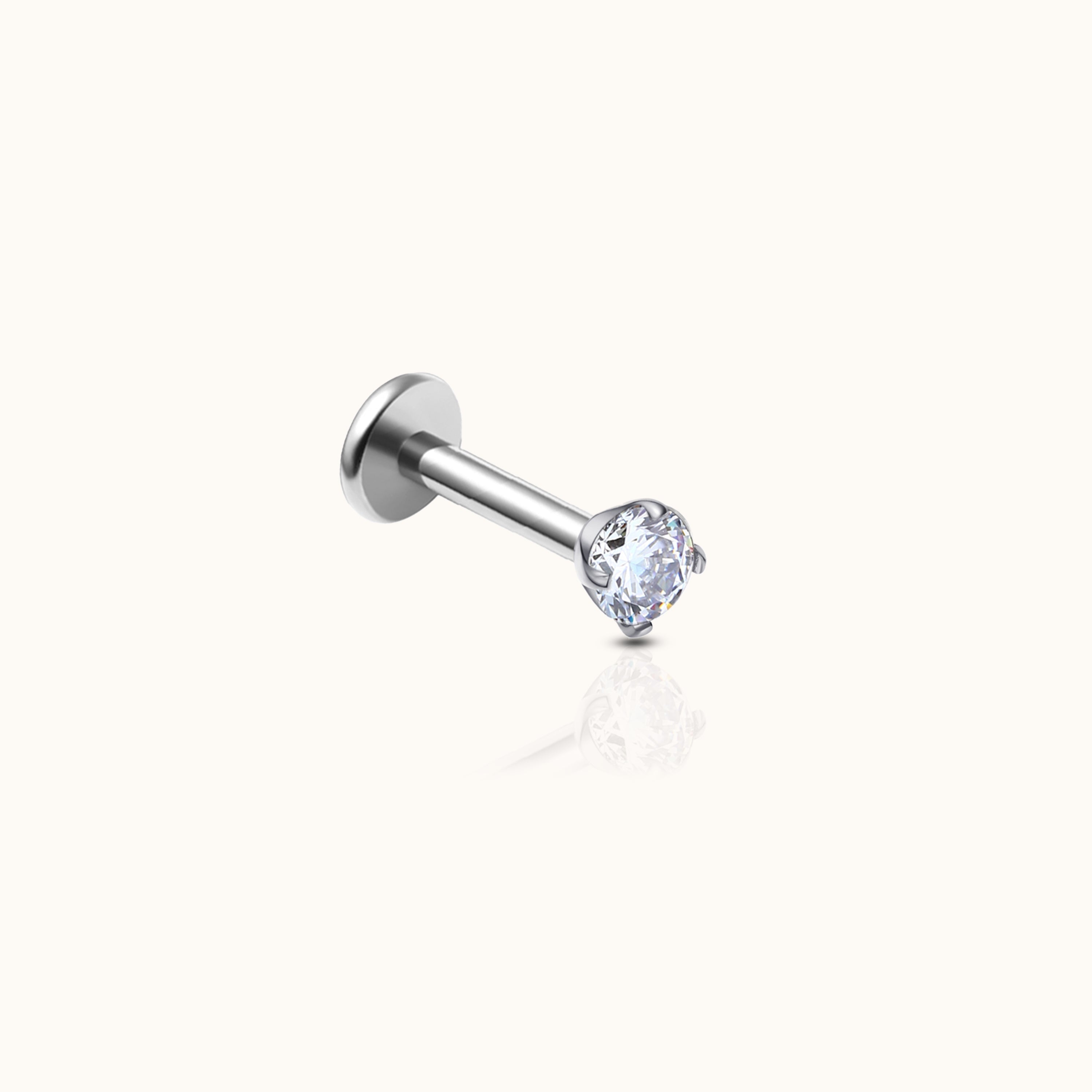 Pendientes planos sin rosca de 2 mm con CZ