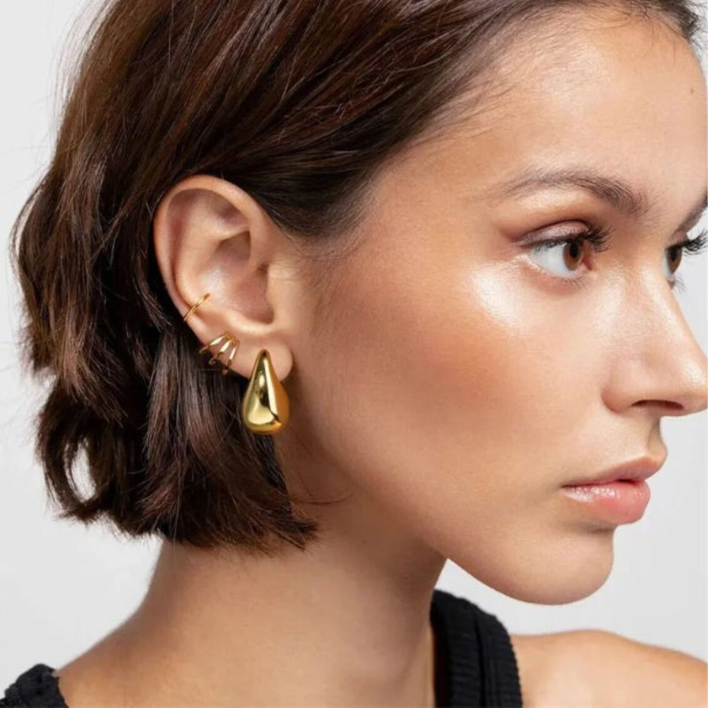 Pendientes Chunky Waterdrop - Pendientes grandes de oro
