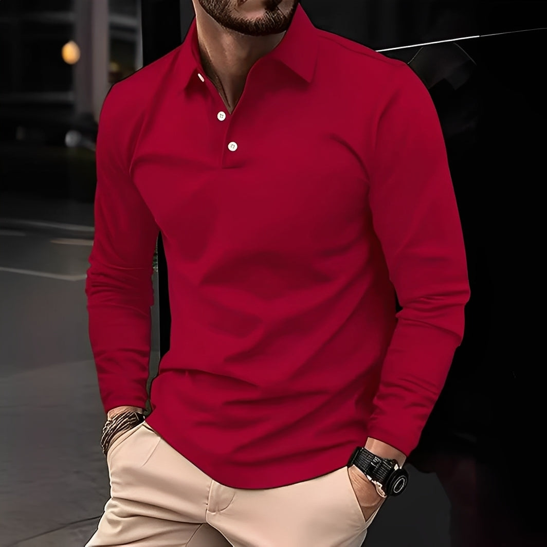 Deacon - Polo de manga larga cómodo para hombres